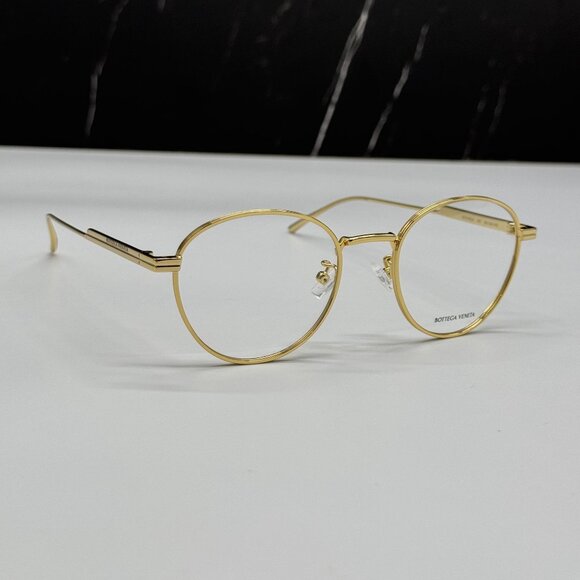NEW BOTTEGA VENETA BV1016OA 002 ROUND GOLD UNISEX EYEGLASSES BOTTEGA VENETA - Picture 3 of 10